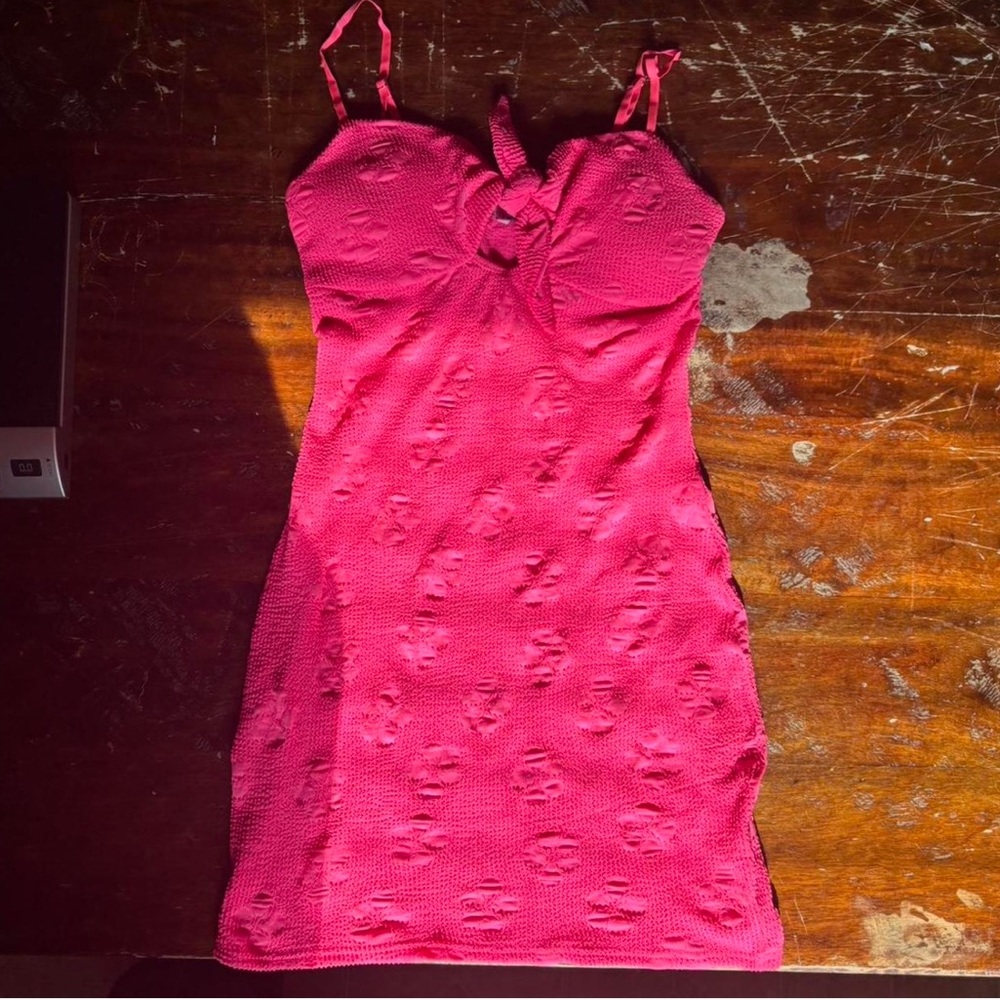 Hot Pink Fashionnova Midi Bodycon Party Aesthetic Short Y2K Dress Size Medium